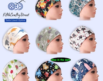 Euro Scrub Caps, Surgical Scrub Hats, Optional Satin Lining and Buttons, Cotton, European Scrub Cap with Toggle by FifthCraftyStreet