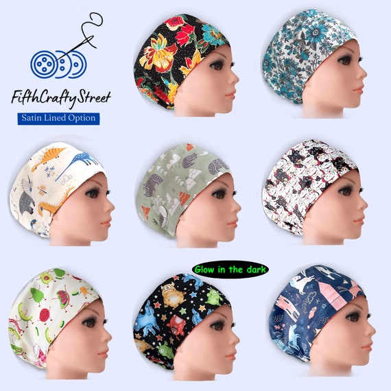 Euro Scrub Cap: Cotton Surgical Hat with Toggle, Optional Satin Lining & Buttons