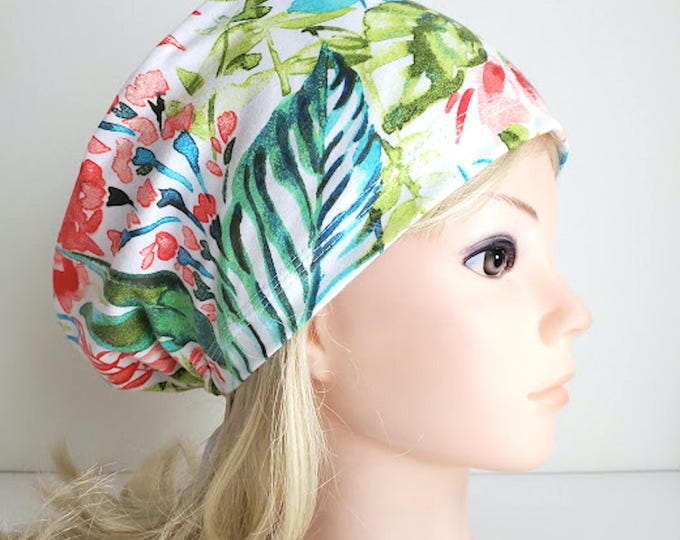 Watercolor Floral - Stretchy Scrub Caps - Surgical Cap - FifthCraftyStreet