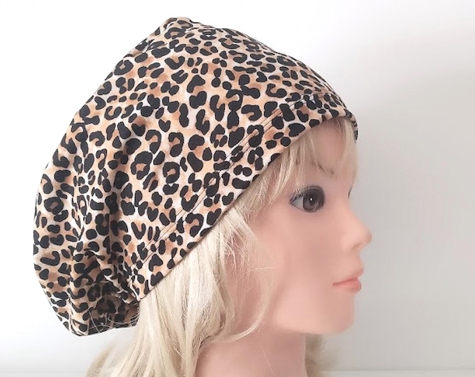 surgical euro stretchy scrub cup, animal print, handmade quick ship USA -