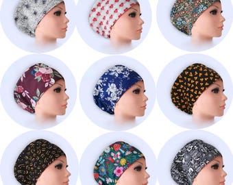 Scrub Caps Euro Style - adjustable by toggle - Satin Lining option