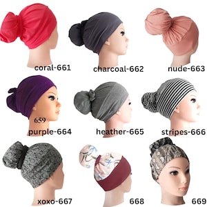 High Bun Scrub Cap: Stretchy Knit Jersey Ponytail Surgical Hat image 12
