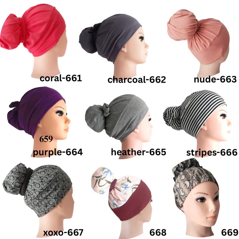 High Bun Scrub Cap: Stretchy Knit Jersey Ponytail Surgical Hat image 12