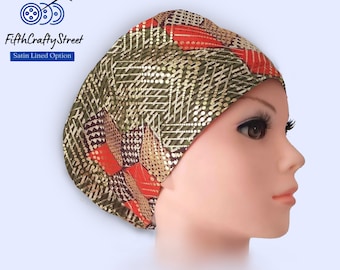 Imprimé africain avec paillettes - Casquette Euro Scrub - Ajustable - Option doublée de satin