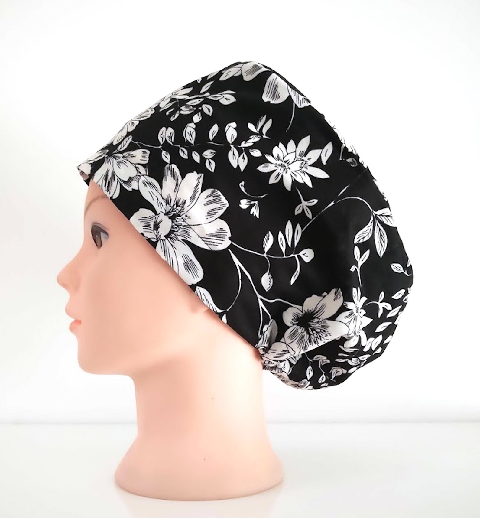 Nurse Hat With Buttons Flower Black Scrub Hats for Women Etsy