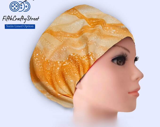 Euro Scrub Cap for Women - Adjustable - Satin Lined Scrub Cap - FifthCraftyStreet