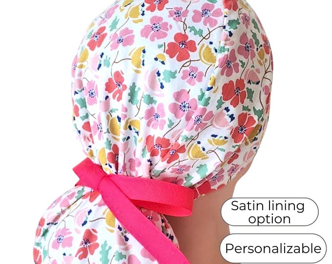 Ponytail Scrub Cap for Women - Liberty print cotton - FifthCraftyStreet