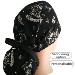 Ponytail Scrub Cap - Halloween Scrub Cap - Satin Lining option - custom order