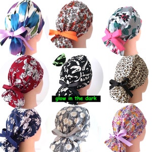 Scrub Caps Ponytail style for Women Satin Lined Option