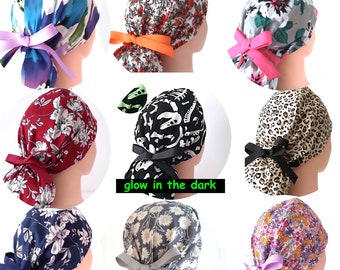 Scrub Caps Ponytail style for Women Satin Lined Option