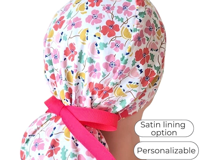 Ponytail Scrub Cap for Women - Liberty print cotton -