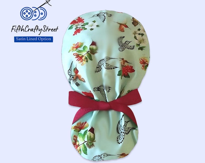 Satin Lined Surgical Cap -  Hummingbird lime - FifthCraftyStreet