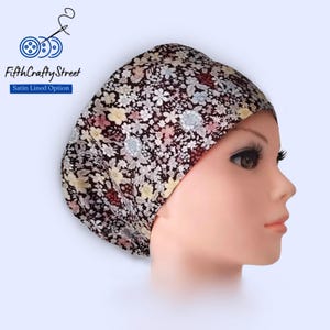 Fall Euro Scrub Caps for Women - Adjustable - Satin Lining option -
