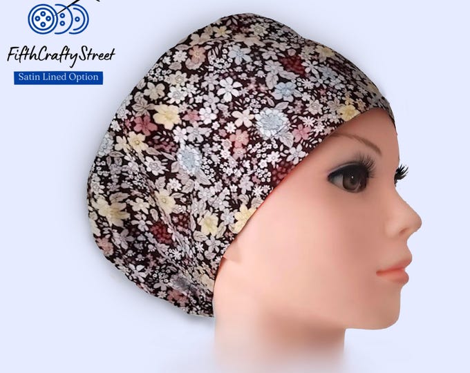 Fall Euro Scrub Caps for Women - Adjustable - Satin Lining option - FifthCraftyStreet