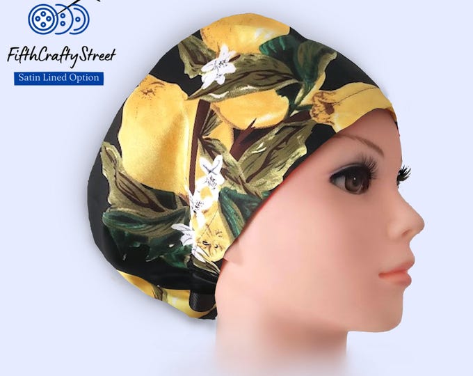 Euro Scrub Cap for Women -Guava - Adjustable - Satin Lined Scrub Cap -