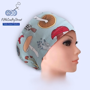 Mushroom Euro Scrub Caps - Satin Lined option - Adjustable -