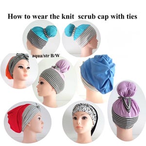 High Bun Scrub Cap: Stretchy Knit Jersey Ponytail Surgical Hat image 13