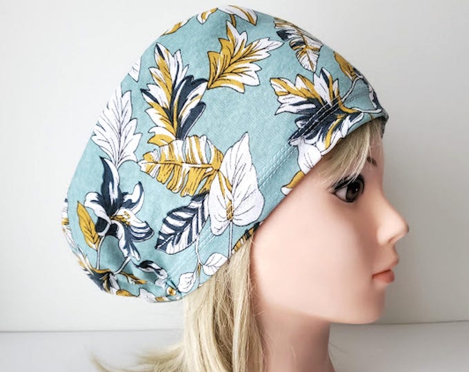 Stretchy Scrub Caps - Watercolor Floral - Surgical Cap - FifthCraftyStreet