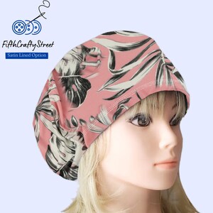 Stretchy Scrub Caps - Surgical Euro Scrub Cap - Floral Dusty Pink -