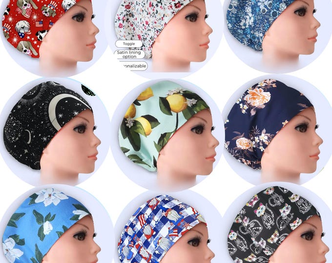 Euro Scrub Caps: Adjustable, Personalized Nurse Gift,Satin Lined Option
