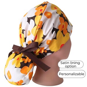 Flower Surgical Cap Satin Lined Option - FifthCraftyStreet