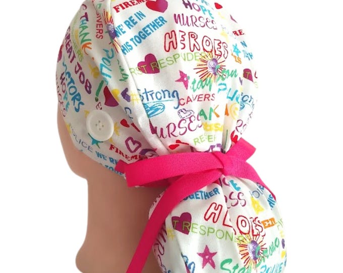 Nurse Heroes - Ponytail Scrub Cap for Women - Surgical Cap with Silky Satin Lining Option - FifthCraftyStreet