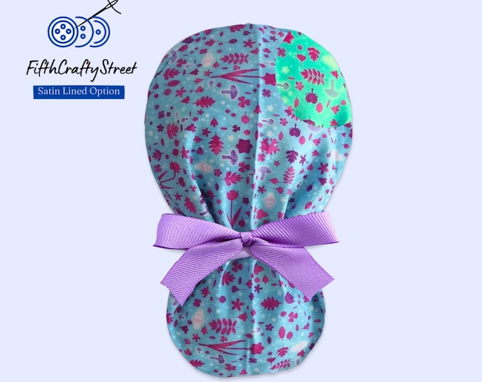 Glow in the Dark Scrub Caps with Ponytail Holder - Satin Lining option - FifthCraftyStreet