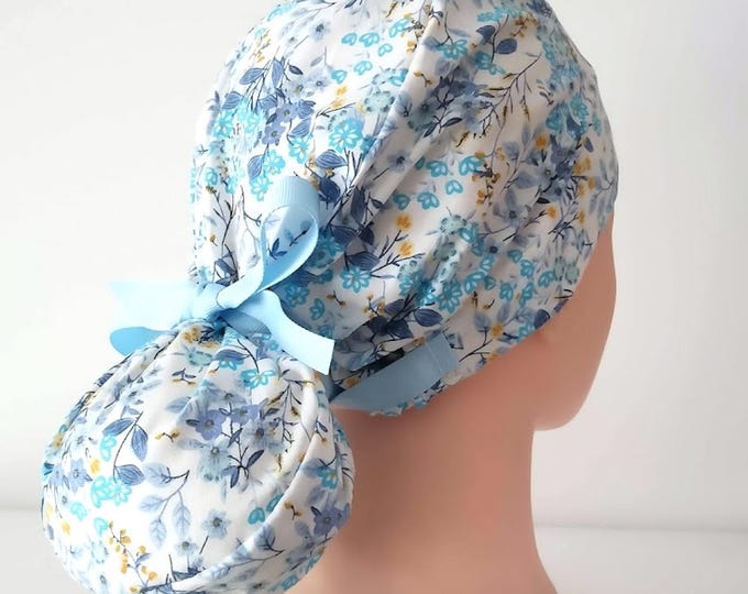 Ponytail Scrub Cap - Surgical Cap - Satin Lined - Personalization option - FifthCraftyStreet
