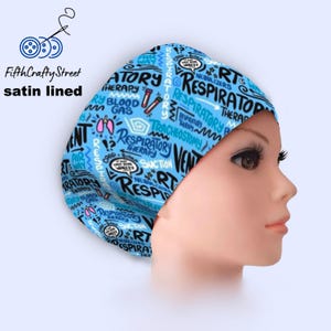 Respiratory Therapy - Euro Scrub Cap Satin lined - Adjustable - FifthCraftyStreet