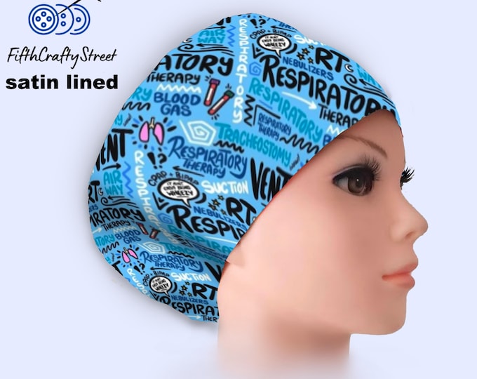 Respiratory Therapy - Euro Scrub Cap Satin lined - Adjustable - FifthCraftyStreet