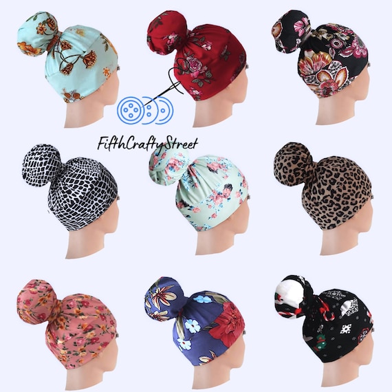 High Bun Scrub Cap: Stretchy Knit Jersey Ponytail Surgical Hat