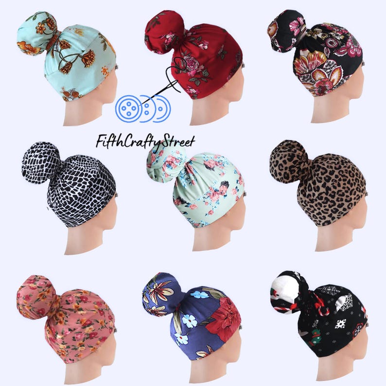 High Bun Scrub Cap Floral