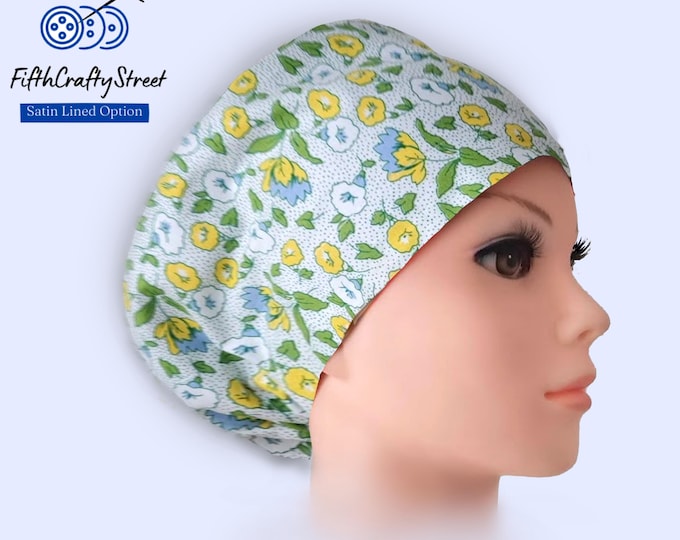Womens Scrub Hats for Short Hair- Satin Lined option - FifthCraftyStreet