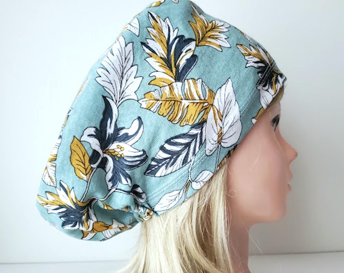 Stretchy Scrub Caps - Floral Surgical Euro Scrub Cap - t-shirt cotton