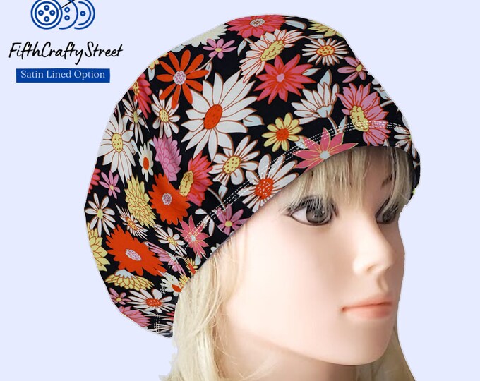 Stretchy Scrub Caps - Surgical Euro Scrub Cap - Daisy - FifthCraftyStreet