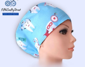 Satin lined Euro Scrub Cap: Brush Teeth