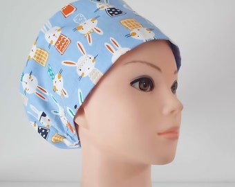 Satin lined Euro Scrub Cap: Easter Bunny