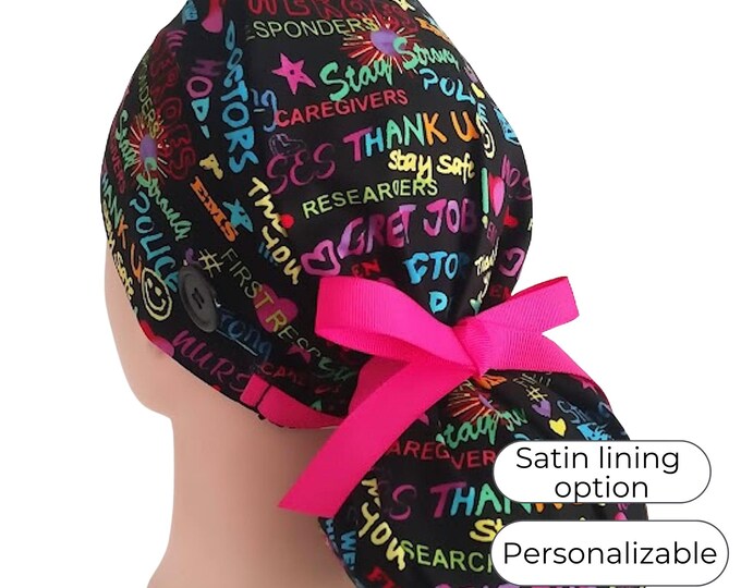Great Job - Ponytail Scrub Cap for Women - Surgical Cap with Silky Satin Lining Option - FifthCraftyStreet