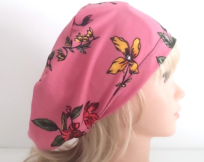 stretchy scrub cup, surgical euro hat, handmade quick ship USA - FifthCraftyStreet