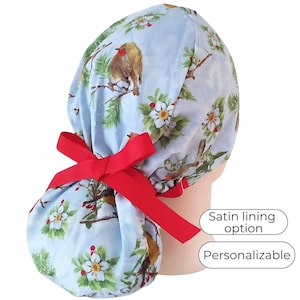 Christmas Surgical Scrub Caps for Women Satin Lined -