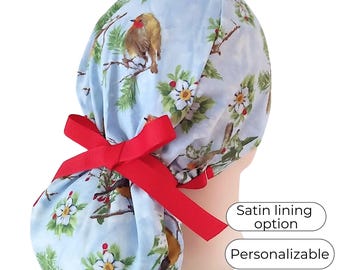 Christmas Surgical Scrub Caps for Women Satin Lined - FifthCraftyStreet