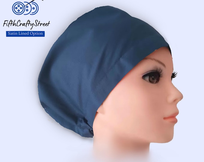Caribbean Blue Euro Scrub Cap: Satin Lined option, Adjustable Cotton