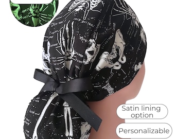 Glow-in-the Dark X-Ray Surgical Cap - Satin Lining Scrub Cap option - FifthCraftyStreet