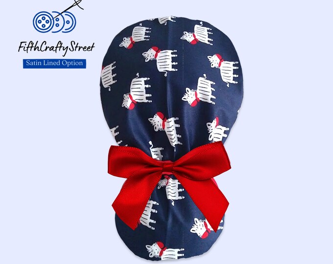 Zebra Solid Ponytail Scrub Cap for Women - Surgical Cap with Satin Lined option - FifthCraftyStreet