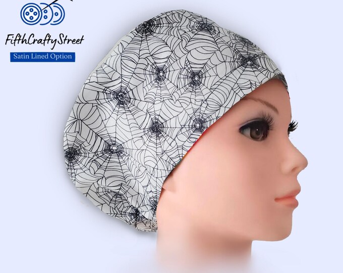 Silk Webs - Euro Scrub Cap - Adjustable - Satin Buttons Lined option
