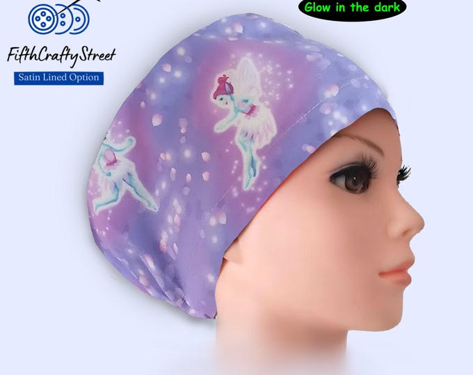 Surgical Scrub Caps - Glow Pixies - Satin Lining option -