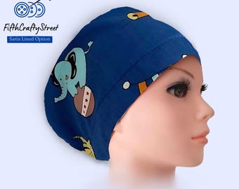 Satin Lined Euro Scrub Cap: Circus print