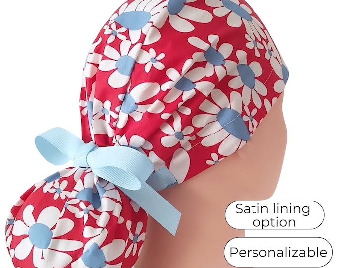 Daisy Surgical Cap Satin Lined Option - FifthCraftyStreet