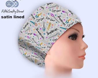 Neurovascular Clip and Dip - Euro Scrub Cap Satin lined - Adjustable -