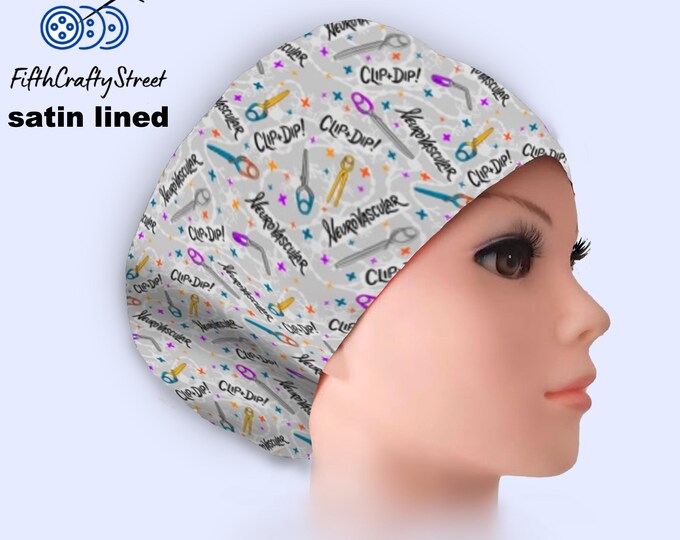 Neurovascular Clip and Dip - Euro Scrub Cap Satin lined - Adjustable - FifthCraftyStreet